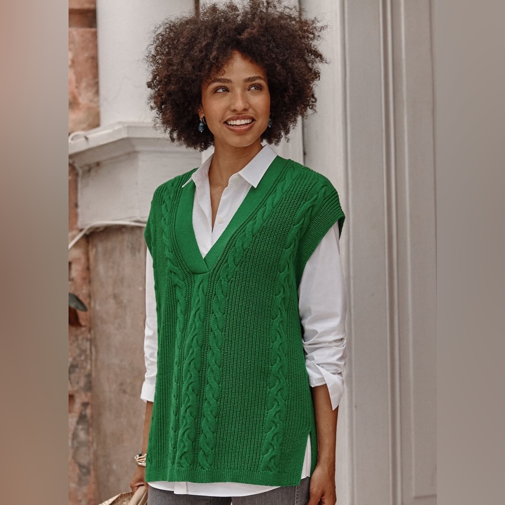 J.Jill V-neck cable-knit vest